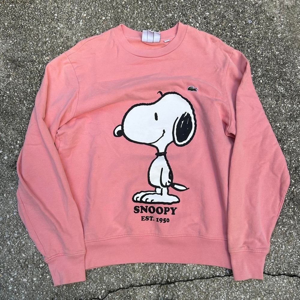 *SOLD* Lacoste x Peanuts Snoopy pink pullover Limited Edition sweatshirt Sz Md